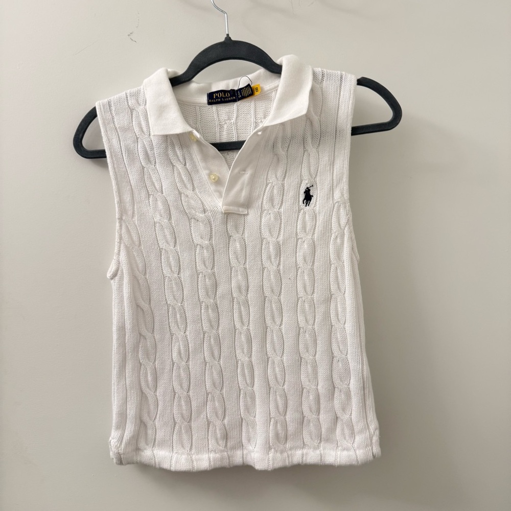 Ralph Lauren Women's Cream Cable Knit Tank Top